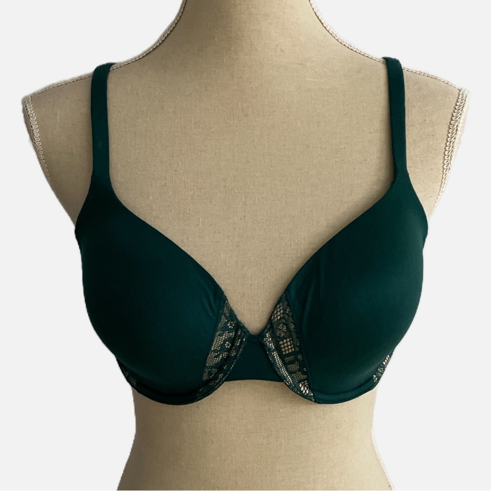 Victoria's Secret Body By Victoria‎ Lined Perfect Coverage Bra 32DD Green Cream
